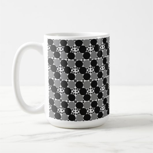 Mug Cercles monochromes : Abstrait noir blanc et gris, (Gauche)