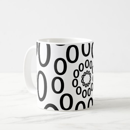 Mug Cercles noirs et blancs géométriques (Devant gauche)