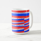 Mug Cercles Rayures Chili Rouge Blanc Bleu (Devant droit)