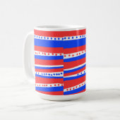 Mug Cercles Rayures Chili Rouge Blanc Bleu (Devant gauche)