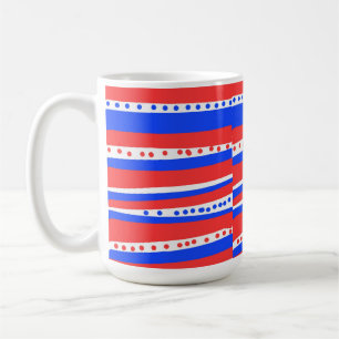 Mug Cercles Rayures Chili Rouge Blanc Bleu