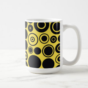 Mug Cercles rétro jaunes, noirs