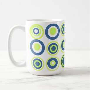 Mug Cercles Rétro Pois Lime Vert Turquoise Sur Blanc