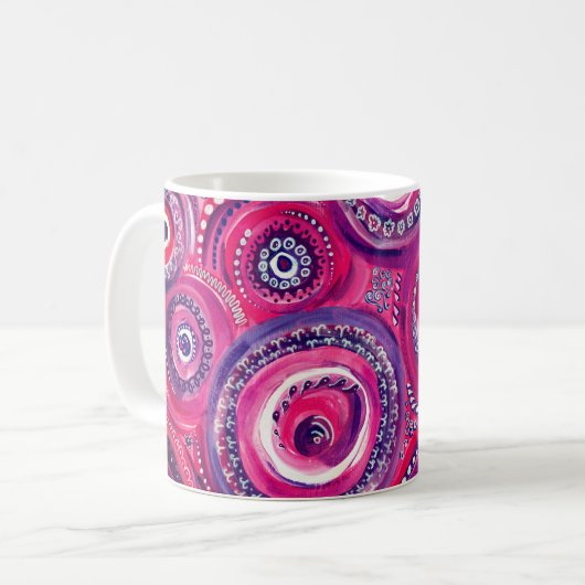 Mug Cercles roses et violets et tourbillons Art origin (Devant gauche)