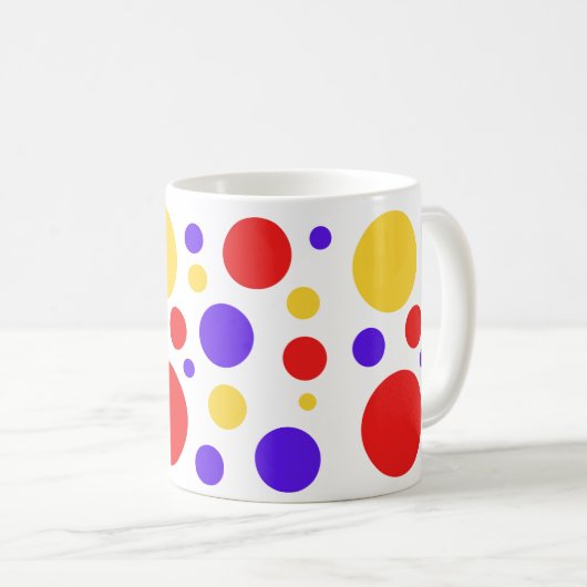 Mug Cercles rouges bleu jaune (Devant droit)