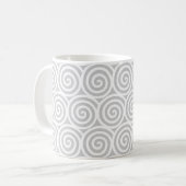 Mug Cercles tourbillonnants sur gris argenté et blanc (Devant gauche)