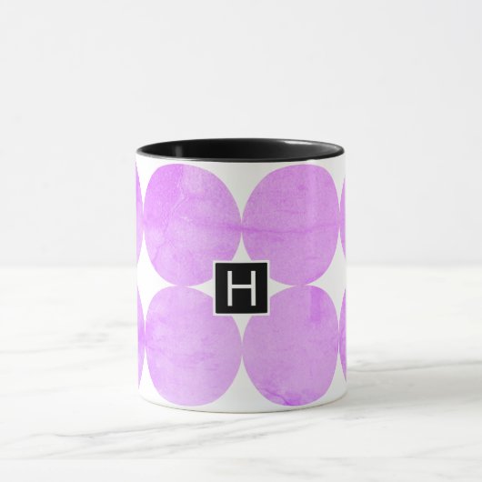 Mug Cercles violets modernes | Monogramme (Centre)