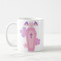 Mug Cercueil et chauve-souris rose floral