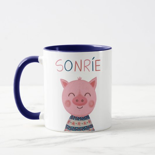 Mug Cerdito feliz sonríe (Gauche)