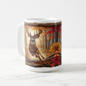 Mug Cerf à queue blanche bondissant à travers un autom (Devant gauche)