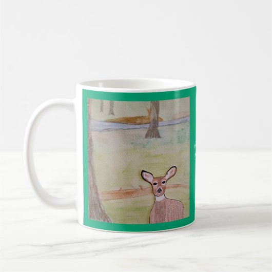 Mug Cerf à queue blanche dans les bois Bleu vert (Gauche)