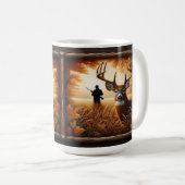 Mug Cerf à queue blanche et chasseur Forêt d'automne (Devant droit)