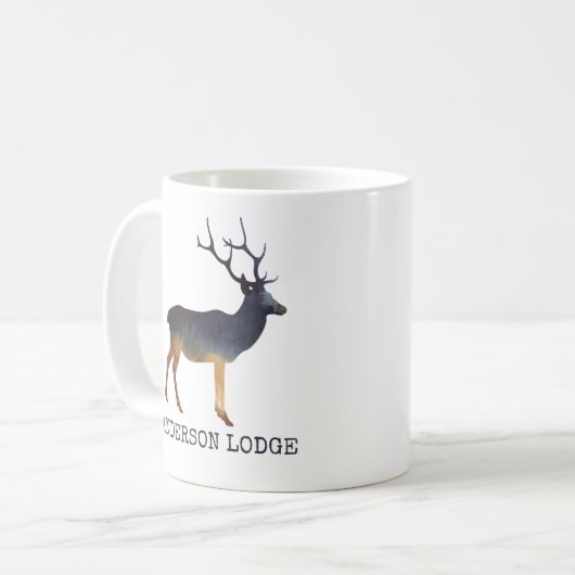 Mug Cerf, aquarelle avec texte (Devant gauche)