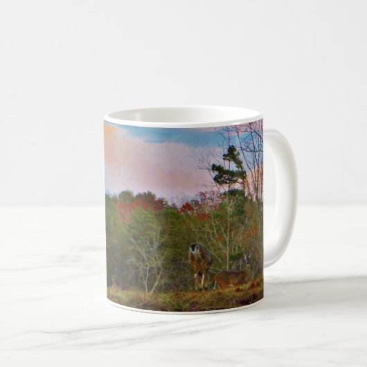 Mug Cerf avec ciel bleu rose (Devant droit)