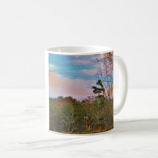 Mug Cerf avec ciel bleu rose (Devant droit)