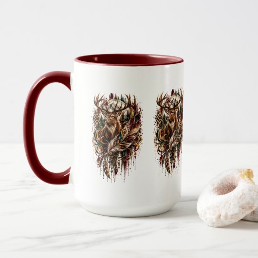 Mug Cerf Boho, Rêvant de Cerf (Avec donut)