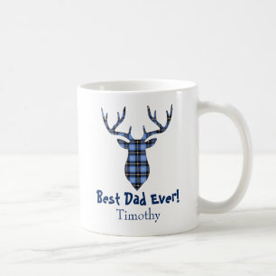 Mug Cerf Buck Plaid bleu et noir