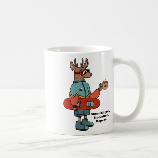 Mug Cerf cool Avec Snowboard (Droite)