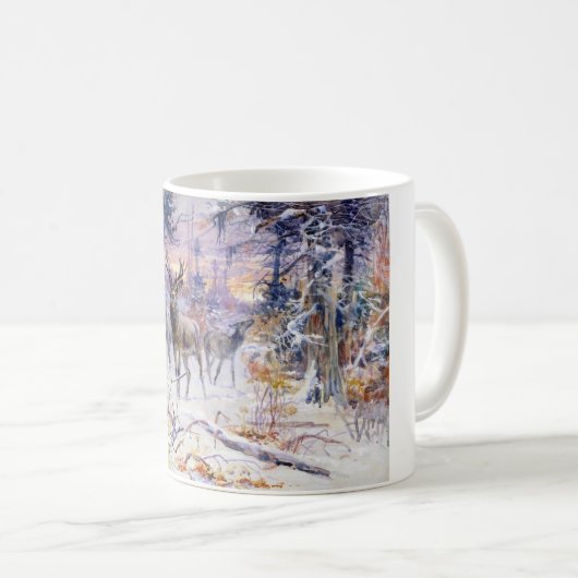 Mug Cerf dans une forêt de neige (saison d'hiver) (Devant droit)
