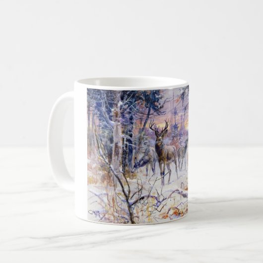 Mug Cerf dans une forêt de neige (saison d'hiver) (Devant gauche)