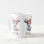 Mug Cerf de Bébé mignon avec Antlers et Fleurs (Devant gauche)