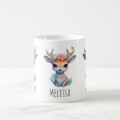 Mug Cerf de Bébé mignon avec Antlers et Fleurs (Centre)