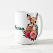 Mug Cerf de bébé personnalisé avec Roses (Devant droit)