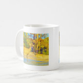 Mug Cerf de couleur moutarde avec bleu clair (Devant gauche)