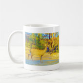 Mug Cerf de couleur moutarde avec bleu clair (Gauche)