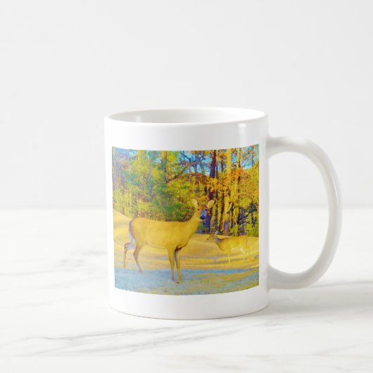 Mug Cerf de couleur moutarde avec bleu clair (Droite)