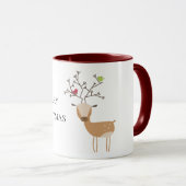 Mug Cerf de Noël aux oiseaux (Devant droit)