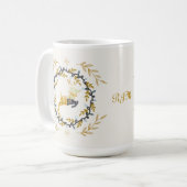 Mug Cerf de Noël avec Couronne Crème Jaune (Devant gauche)