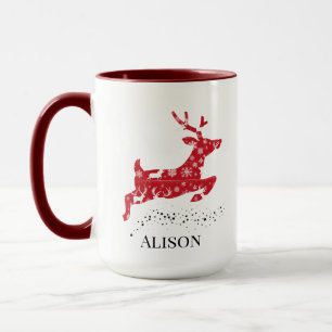 Mug Cerf de Noël Rouge et Blanc Nordique