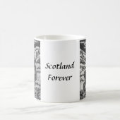 Mug Cerf écossais en verre neigeux Linocut noir et bla (Centre)