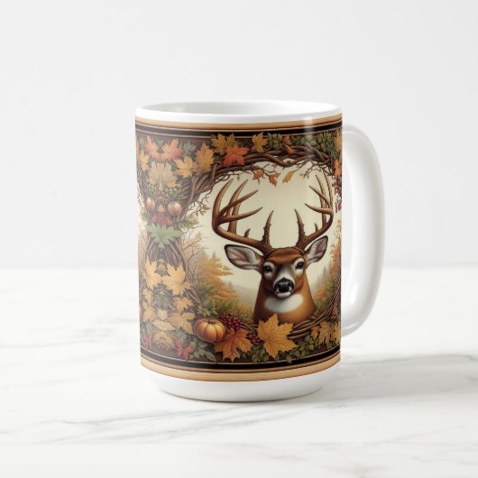 Mug Cerf Entouré De Feuilles D'Automne (Devant droit)