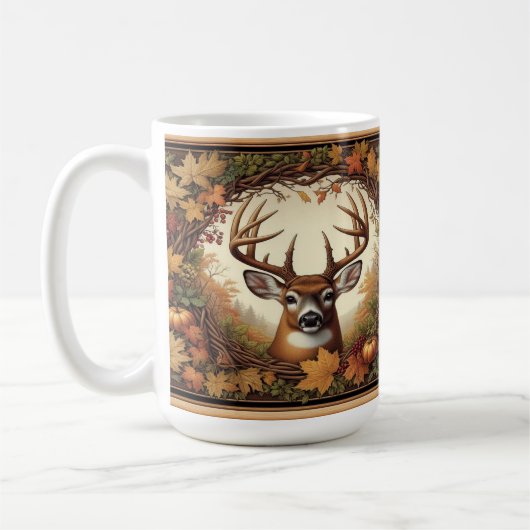 Mug Cerf Entouré De Feuilles D'Automne (Gauche)