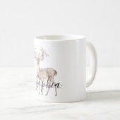 Mug Cerf Fleurs Roses (Devant droit)