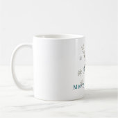 Mug Cerf Flocons de Neige Noël Bleu Ruban (Gauche)