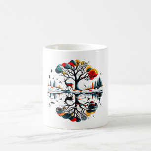 Mug Cerf majestueux dans la forêt hivernale enneigée