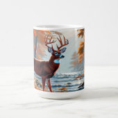 Mug Cerf Majestueux Dans Le Paysage De La Forêt D'Auto (Centre)