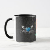 MUG CERF NOIR DE BLEU DE CHEVEUX DE FEMME DE PAISLEY (Gauche)