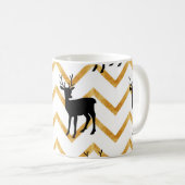 Mug Cerf noir, motif de texture dorée. (Devant droit)