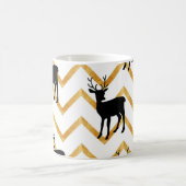 Mug Cerf noir, motif de texture dorée. (Centre)