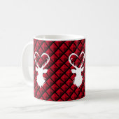 Mug Cerf sur motif diamant noir et rouge (Devant gauche)