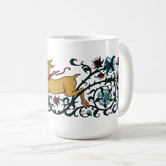 Mug Cerf Traversant Le Foliage Floral (Devant droit)