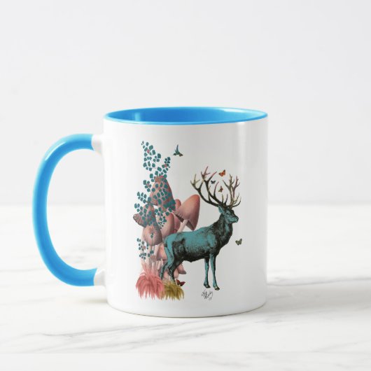 Mug Cerf Turquoise en Forêt de Champignons (Gauche)