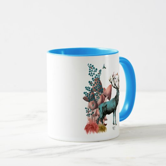 Mug Cerf Turquoise en Forêt de Champignons (Devant droit)