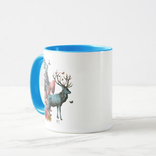 Mug Cerf Turquoise en Forêt de Champignons (Devant gauche)