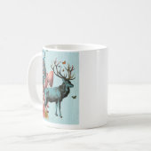 Mug Cerf Turquoise en Forêt de Champignons 2 (Devant gauche)
