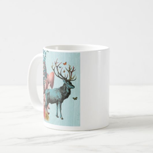 Mug Cerf Turquoise en Forêt de Champignons 2 (Devant gauche)